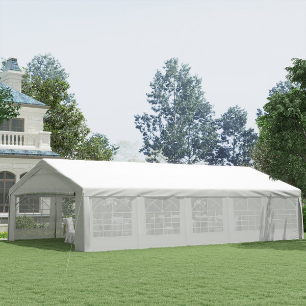 Outsunny 20' X 32' Heavy Duty Party Tent With Removable Sidewalls & Double Doors White