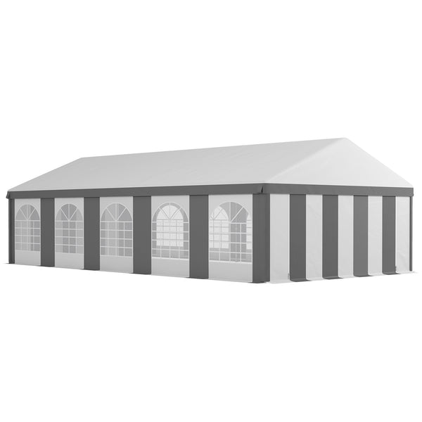 Outsunny 20' X 33' Heavy-duty Large Wedding Tent Outdoor Carport Garage Party Tent With Sidewall Gray
