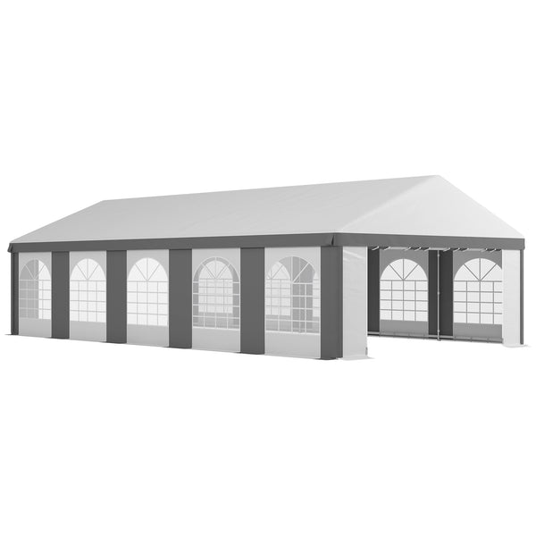 outsunny 20' x 33' Heavy-duty Large Wedding Tent Outdoor Carport Garage Party Tent with Sidewall Gray