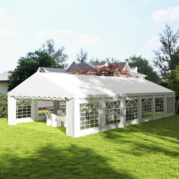 Outsunny 20' X 40' Party Tent With Removable Sidewalls 12 Windows White