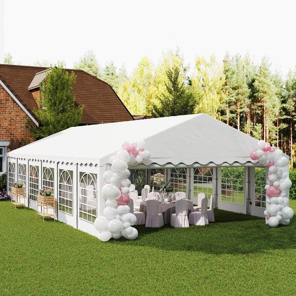 Outsunny 20' X 40' Party Tent With Removable Sidewalls 12 Windows White