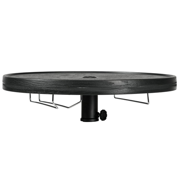 Outsunny 23.5" Beach Umbrella Table Tray With Wine Glass Holder Foldable Towel Rack Black