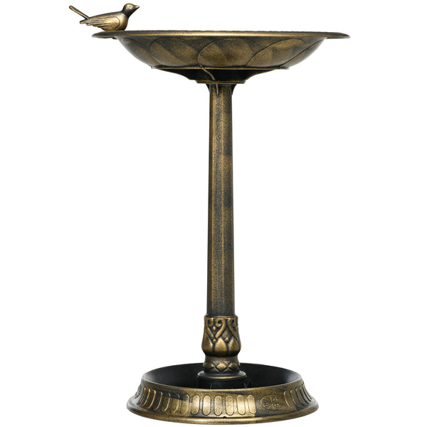 Outsunny 28" Antique-Style Bird Bath With Planter Base & Bird Figurines Bronze Finish