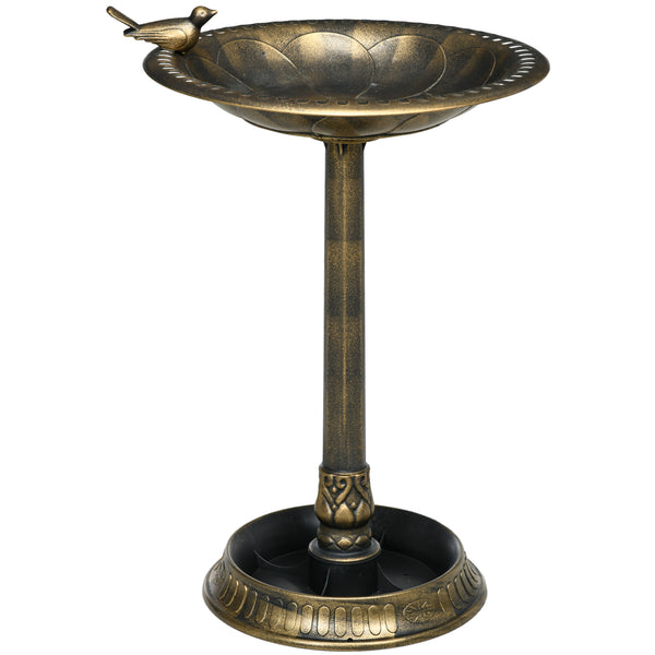 outsunny 28" Antique-Style Bird Bath with Planter Base & Bird Figurines Bronze Finish
