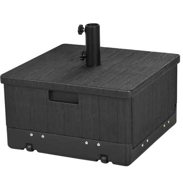 Outsunny 3-in-1 Outdoor Umbrella Base Coffee End Table Flower Box Planter 175lbs Capacity Patio Umbrella Stand Table With Wheels And Handles Black