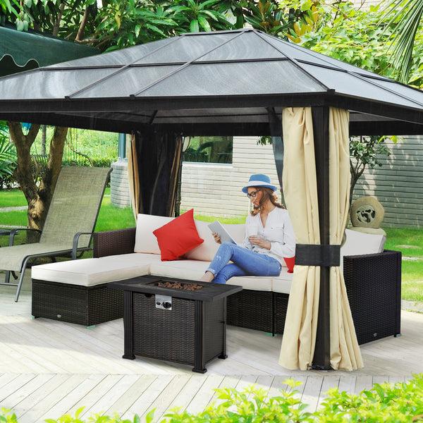 Outsunny 30in Square Gas Fire Pit Table With Auto-Ignition 50 000 BTU Ceramic Tabletop & CSA Certification