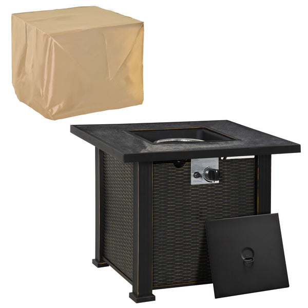 outsunny 30in Square Gas Fire Pit Table with Auto-Ignition 50 000 BTU Ceramic Tabletop & CSA Certification