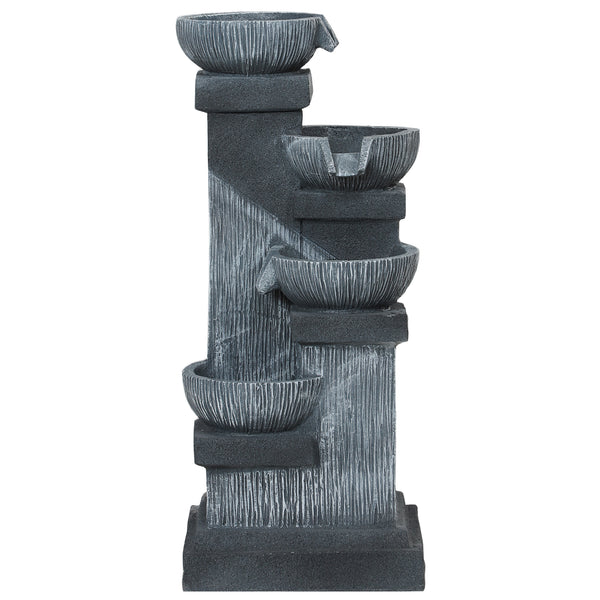 Outsunny 33.5" 4-Tier Resin Cascading Outdoor Fountain With LED Lights