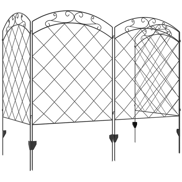 Outsunny 4-Pack Decorative Garden Fence Panels With Swirls For Animal Barrier & Flower Edging