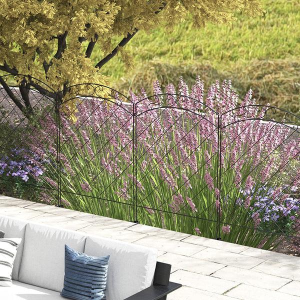 Outsunny 4-Pack Decorative Garden Fence Panels With Swirls For Animal Barrier & Flower Edging