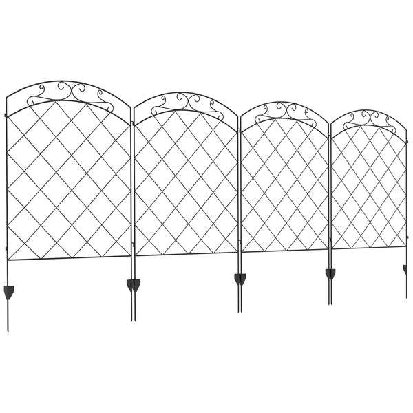 outsunny 4-Pack Decorative Garden Fence Panels with Swirls for Animal Barrier & Flower Edging