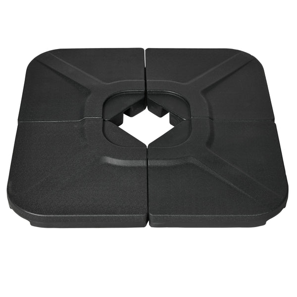 Outsunny 4-Piece 175lb Cantilever Patio Umbrella Base Weights For Offset Hanging Umbrella HDPE Water Or Sand Filled Umbrella Weights For Cross Base Stand Black