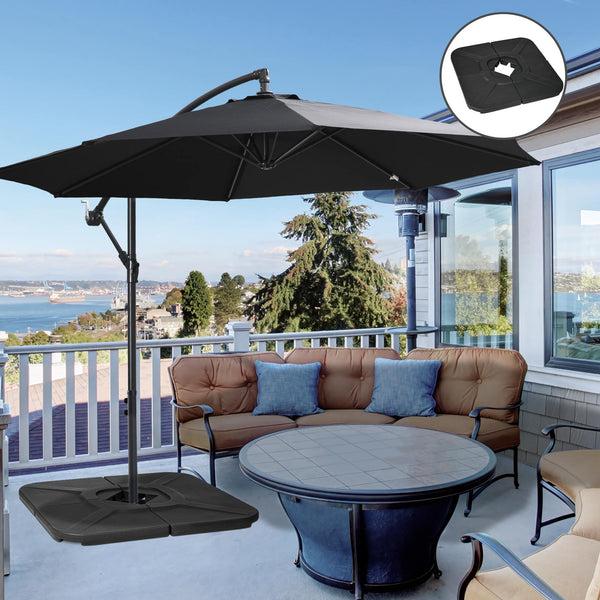 Outsunny 4-Piece 175lb Cantilever Patio Umbrella Base Weights For Offset Hanging Umbrella HDPE Water Or Sand Filled Umbrella Weights For Cross Base Stand Black