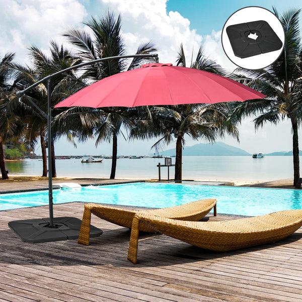 Outsunny 4-Piece 175lb Cantilever Patio Umbrella Base Weights For Offset Hanging Umbrella HDPE Water Or Sand Filled Umbrella Weights For Cross Base Stand Black