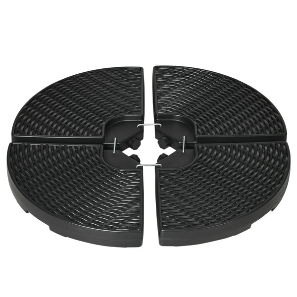 Outsunny 4-Piece HDPE Material Patio Umbrella Base Weights Sand Filled Up To 150 Lb. For Any Offset Umbrella Base Black