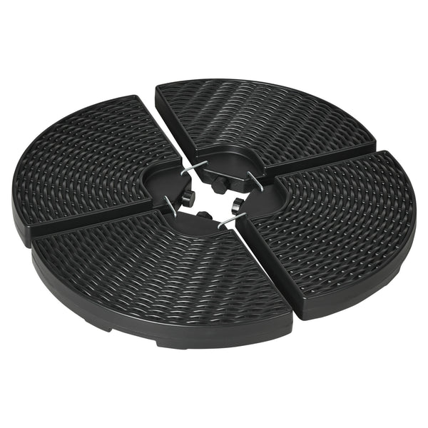 outsunny 4-Piece HDPE Material Patio Umbrella Base Weights Sand Filled up to 150 Lb. for Any Offset Umbrella Base Black