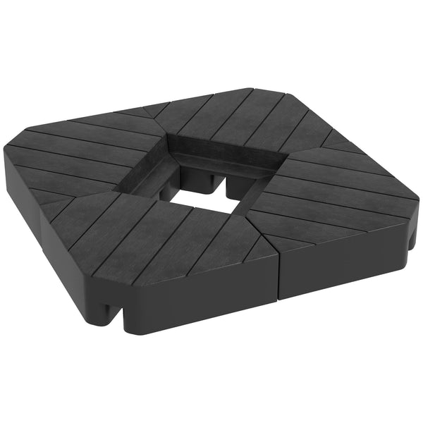 Outsunny 4 Piece Patio Cantilever Umbrella Base Weight Set Outdoor Offset Umbrella Weights For Umbrella Stand 132 Lb. Capacity Water Or 176 Lb. Capacity Sand Black