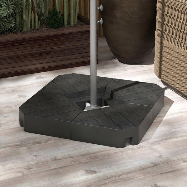 Outsunny 4 Piece Patio Cantilever Umbrella Base Weight Set Outdoor Offset Umbrella Weights For Umbrella Stand 132 Lb. Capacity Water Or 176 Lb. Capacity Sand Black