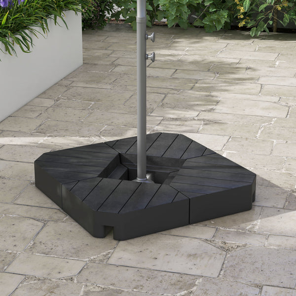Outsunny 4 Piece Patio Cantilever Umbrella Base Weight Set Outdoor Offset Umbrella Weights For Umbrella Stand 132 Lb. Capacity Water Or 176 Lb. Capacity Sand Black