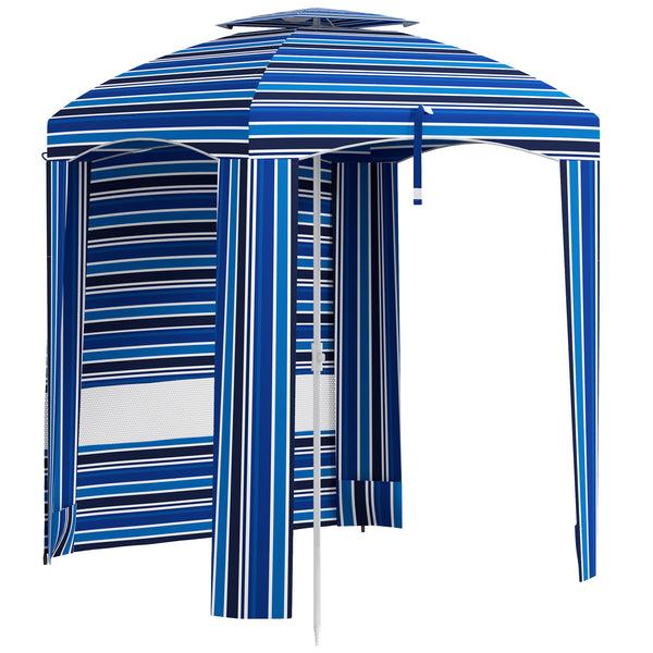 outsunny 5.8' x 5.8' Cabana Umbrella with Walls & Vents Blue Stripe outsunny 5.8' x 5.8' Cabana Umbrella with Walls & Vents Blue Stripe