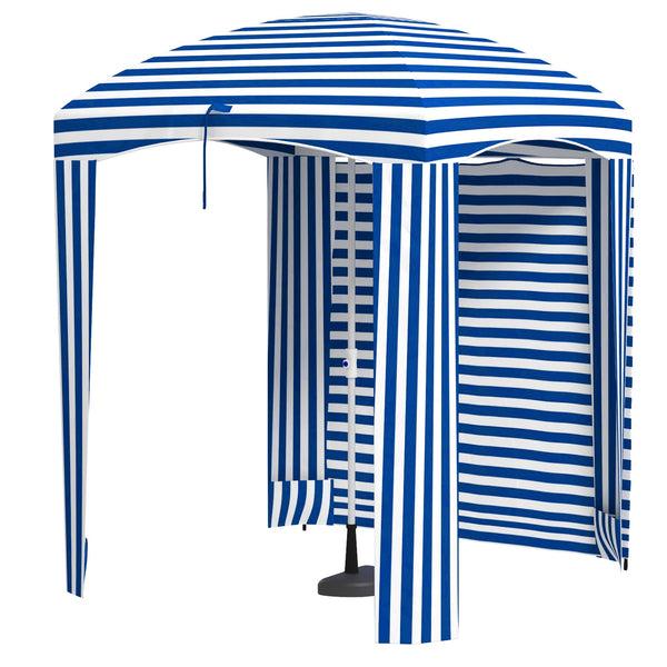 Outsunny 5.8' X 5.8' Cabana Umbrella With Walls & Vents Blue & White Stripes