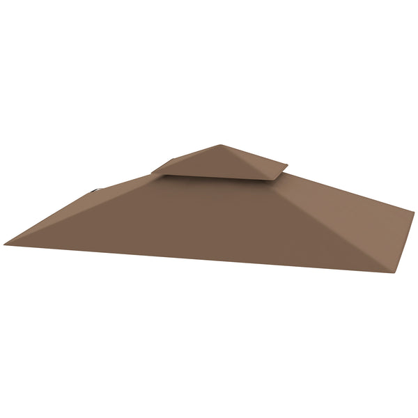 Outsunny 5' X 8' Grill Gazebo Canopy Replacement Cover UPF50+ Double Tiered Roof Brown