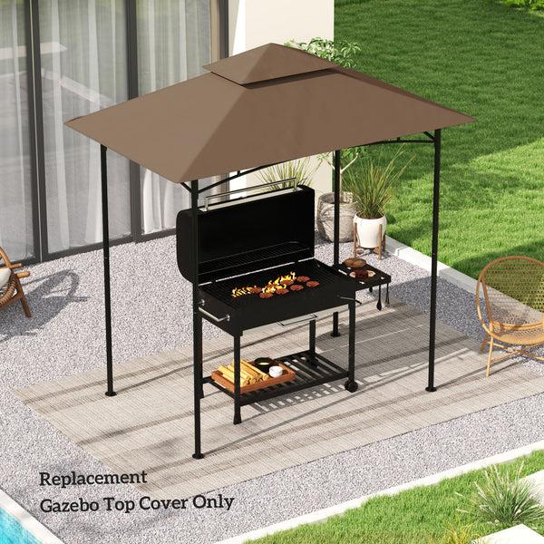 Outsunny 5' X 8' Grill Gazebo Canopy Replacement Cover UPF50+ Double Tiered Roof Brown