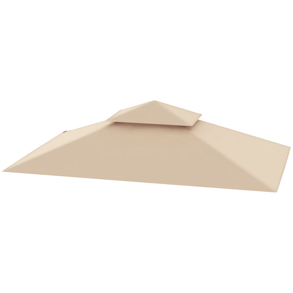 Outsunny 5' X 8' Grill Gazebo Canopy Replacement Cover UPF50+ Double Tiered Roof Beige