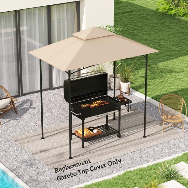 Outsunny 5' X 8' Grill Gazebo Canopy Replacement Cover UPF50+ Double Tiered Roof Beige