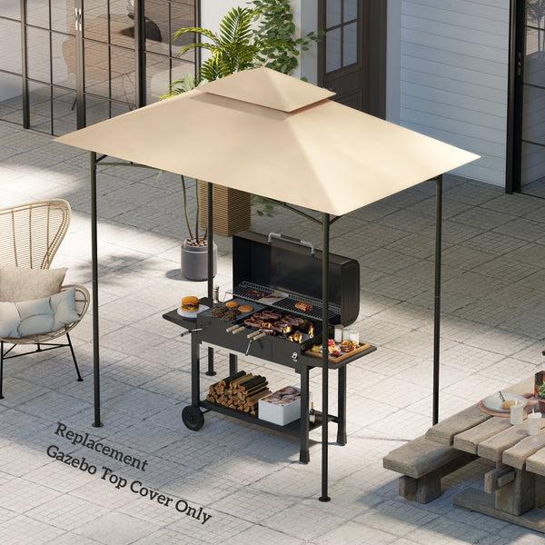 Outsunny 5' X 8' Grill Gazebo Canopy Replacement Cover UPF50+ Double Tiered Roof Beige