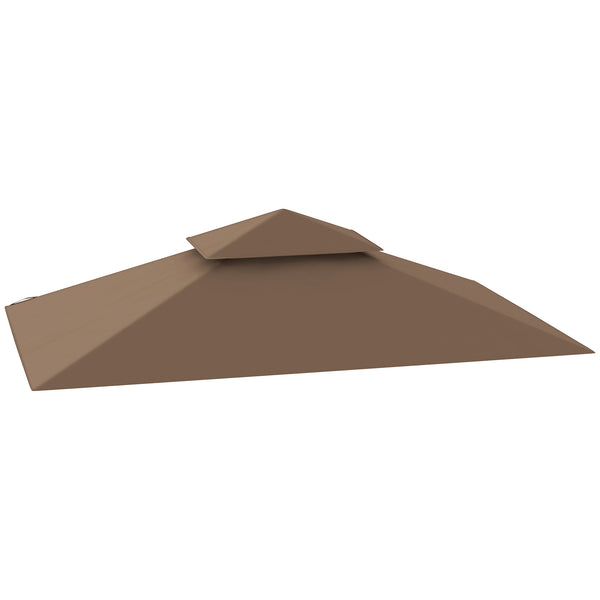 outsunny 5' x 8' Grill Gazebo Canopy Replacement Cover UPF50+ Double Tiered Roof Brown