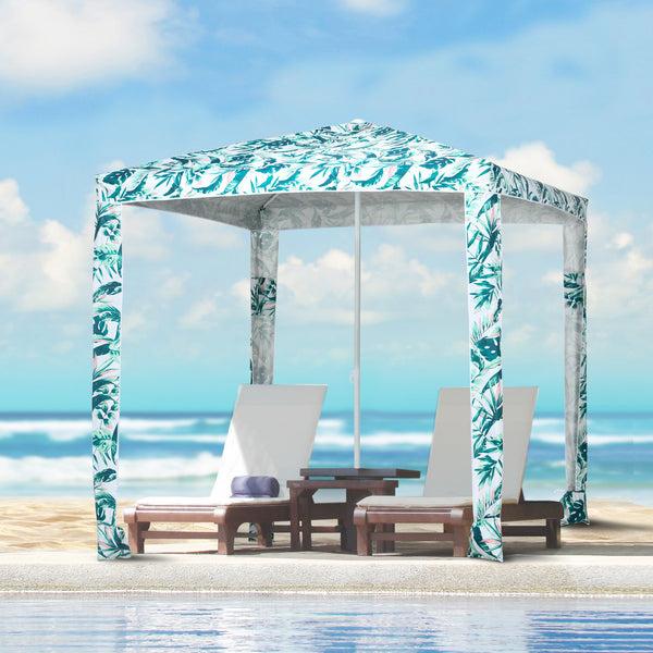 Outsunny 6.5' UV50+ Beach Canopy With Sandbags Easy Assembly Sun Shelter In Green Coconut Palm
