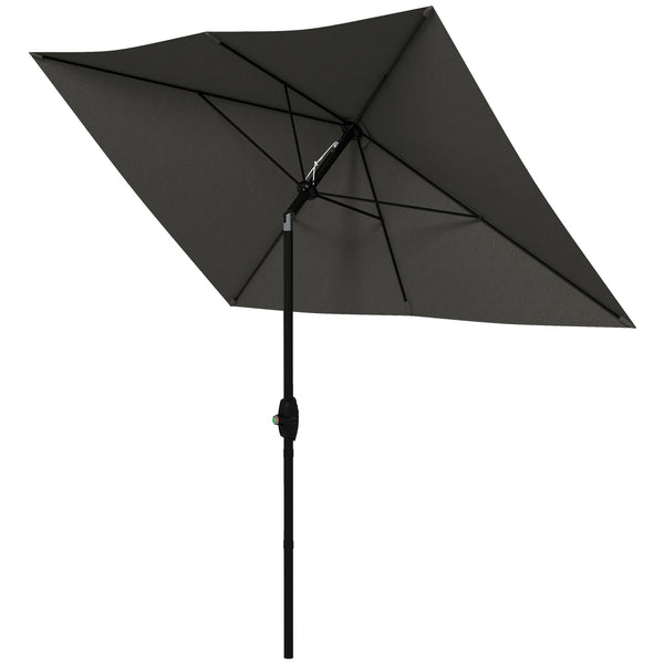 Outsunny 6.5' X 10' Rectangular Patio Market Umbrella With Crank & Tilt Dark Gray
