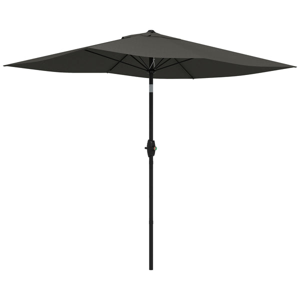 outsunny 6.5' x 10' Rectangular Patio Market Umbrella with Crank & Tilt Dark Gray
