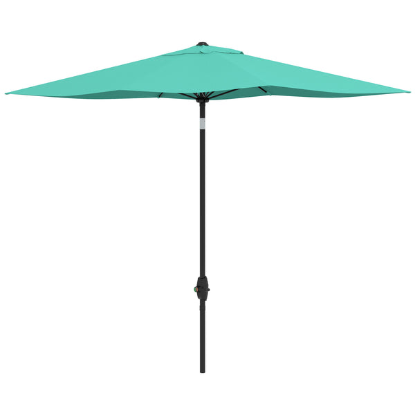 Outsunny 6.5' X 10' Rectangular Patio Umbrella With Crank & Push Button Tilt Teal