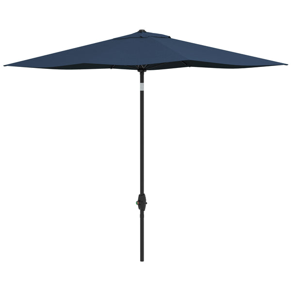 Outsunny 6.5' X 10' Rectangular Patio Umbrella With Crank & Push-Button Tilt Blue