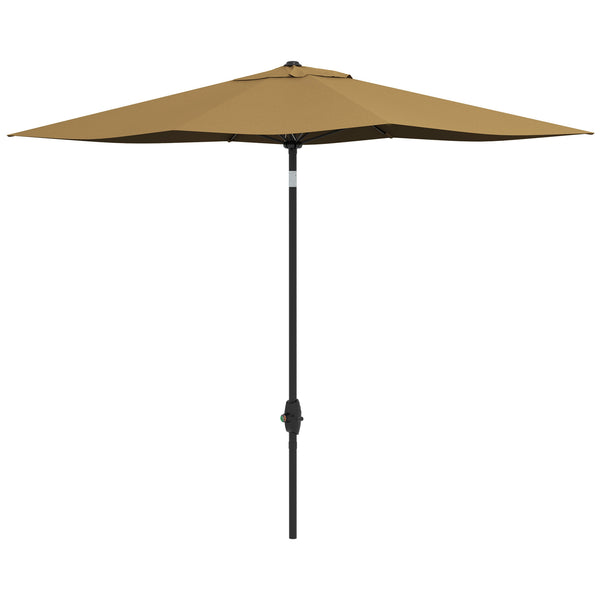 Outsunny 6.5' X 10' Rectangular Patio Umbrella With Crank & Push Button Tilt Coffee