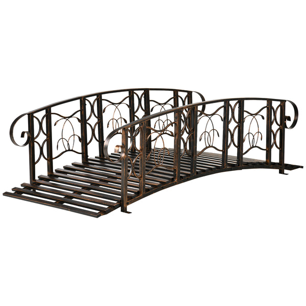 Outsunny 6' Metal Arch Garden Bridge With Safety Rails & 660 Lb Capacity Brown
