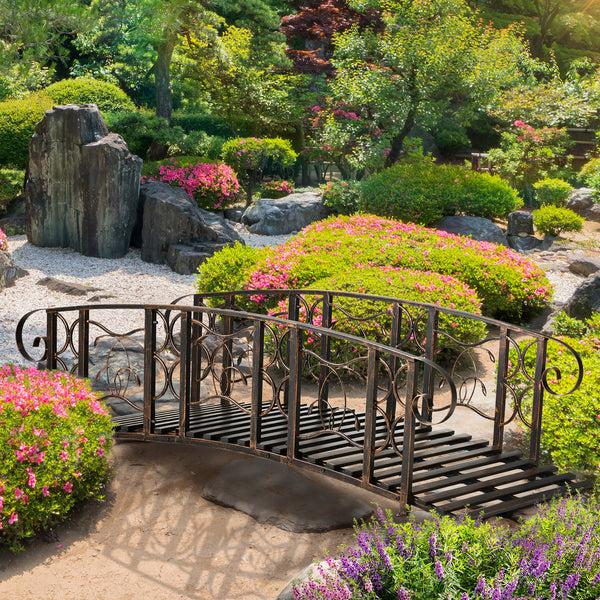 Outsunny 6' Metal Arch Garden Bridge With Safety Rails & 660 Lb Capacity Brown