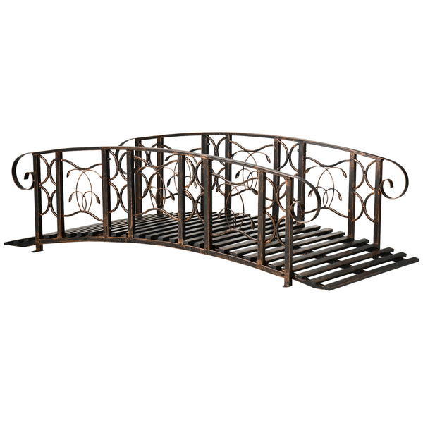 outsunny 6' Metal Arch Garden Bridge with Safety Rails & 660 lb Capacity Brown