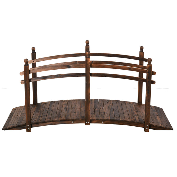 Outsunny 7.5' Wooden Arc Garden Bridge With Side Railings Carbonized Finish