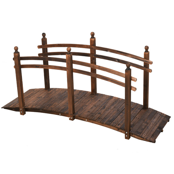 outsunny 7.5' Wooden Arc Garden Bridge with Side Railings Carbonized Finish