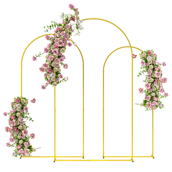 outsunny 7/6.5/6ft 3-Piece Metal Arch Stand Set for Weddings & Parties Gold