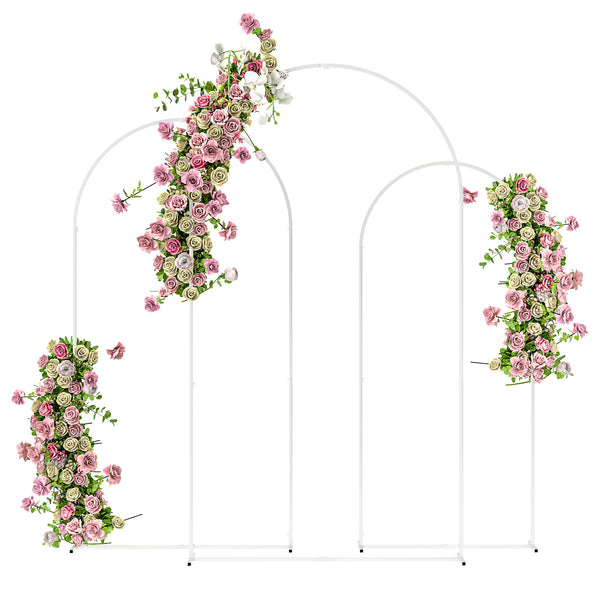 outsunny 7/6.5/6ft Metal Wedding Arch Frame Backdrop Stand Set of 3 White