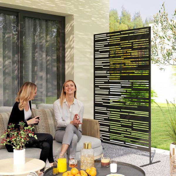Outsunny 78" H X 48" W Garden Privacy Screen With Stand Climbing Plant Trellis Barcode Black