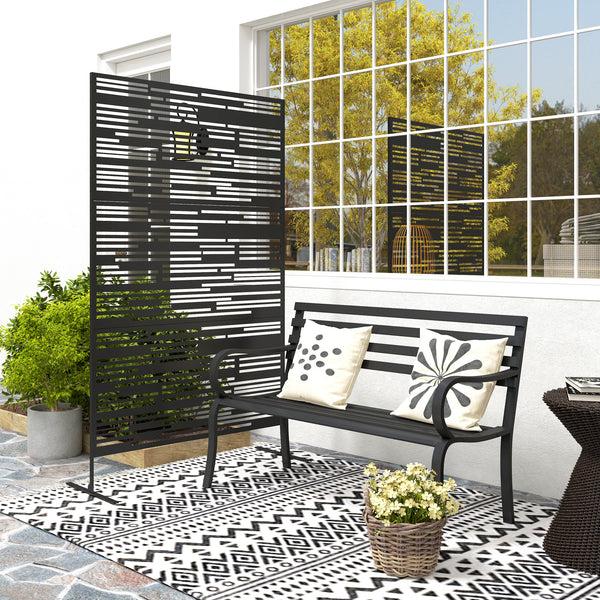 Outsunny 78" H X 48" W Garden Privacy Screen With Stand Climbing Plant Trellis Barcode Black