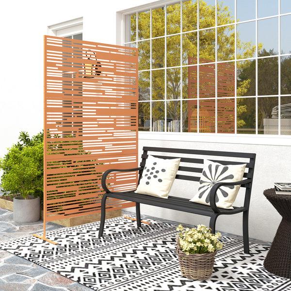 Outsunny 78" H X 48" W Garden Privacy Screen With Stand Climbing Plant Trellis Barcode Brown