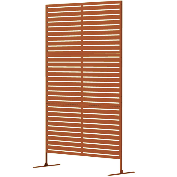 Outsunny 78" X 48" Metal Outdoor Privacy Screen & Climbing Trellis With Stand Brown