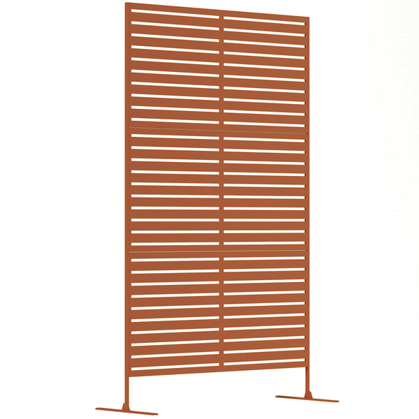 outsunny 78" x 48" Metal Outdoor Privacy Screen & Climbing Trellis with Stand Brown