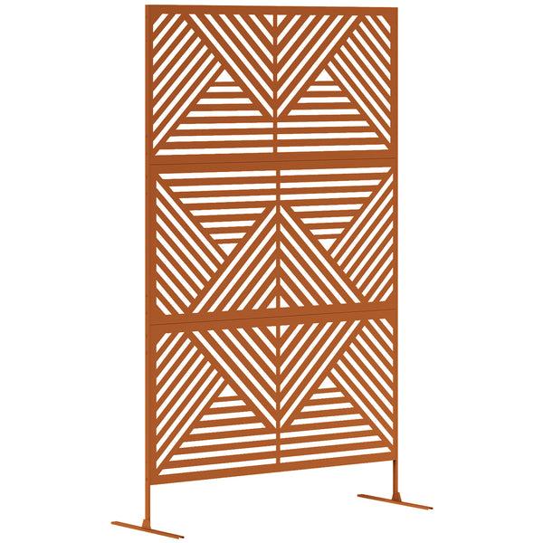 outsunny 78" x 48" Metal Outdoor Privacy Screen with Stand Rhombus Design Brown Climbing Plant Trellis outsunny 78" x 48" Metal Outdoor Privacy Screen with Stand Rhombus Design Brown Climbing Plant Trellis